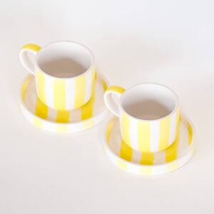 Von Magazin Minori- handbemaltes Espressotassenset 4teilig  Stripes yellow