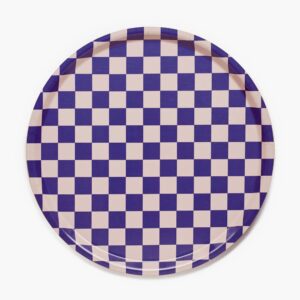 Birkenholztablett aus Schweden rund indigo-mandel
