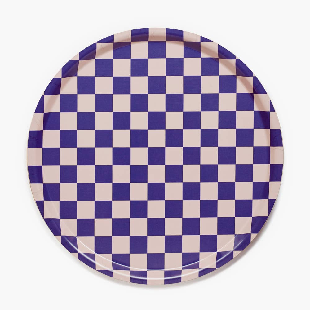 Birkenholztablett aus Schweden rund indigo-mandel