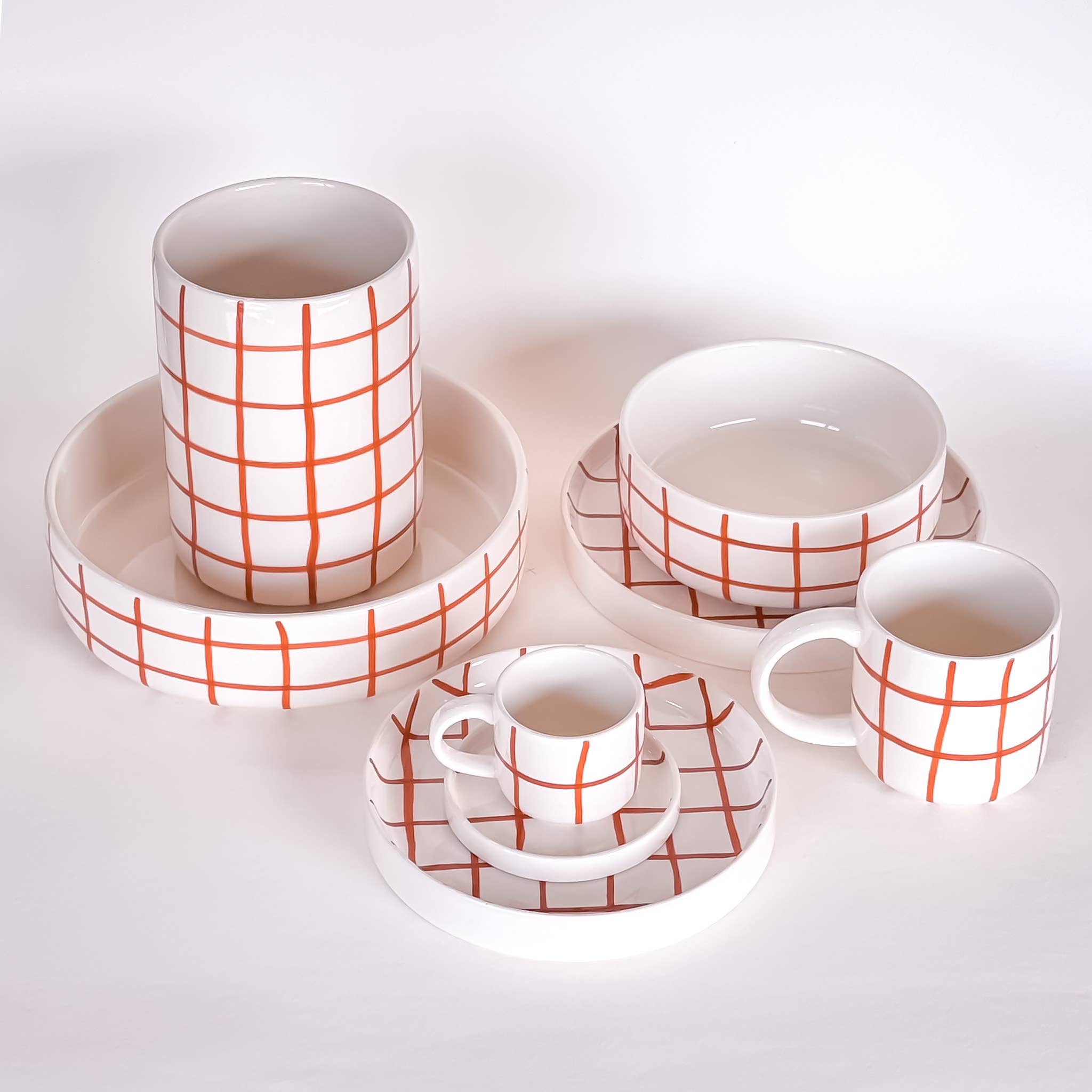 Von Magazin Minori- handbemalte Schale in Farbe Grid Cotto orange – Bild 3