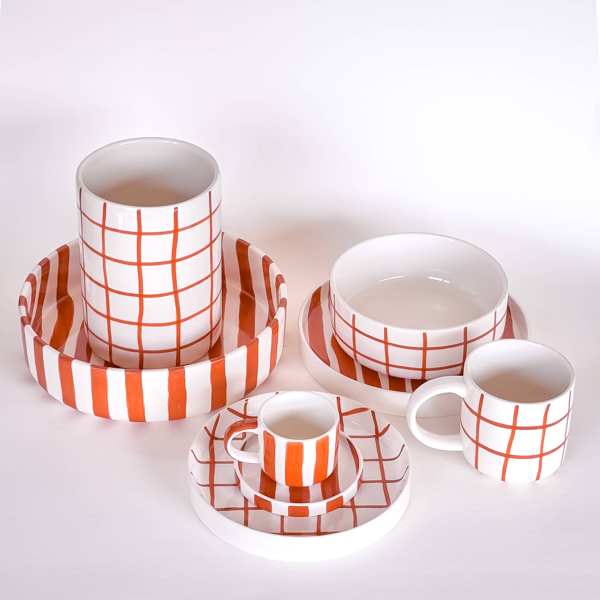 Von Magazin Minori- handbemalte Schale in Farbe Grid Cotto orange – Bild 4