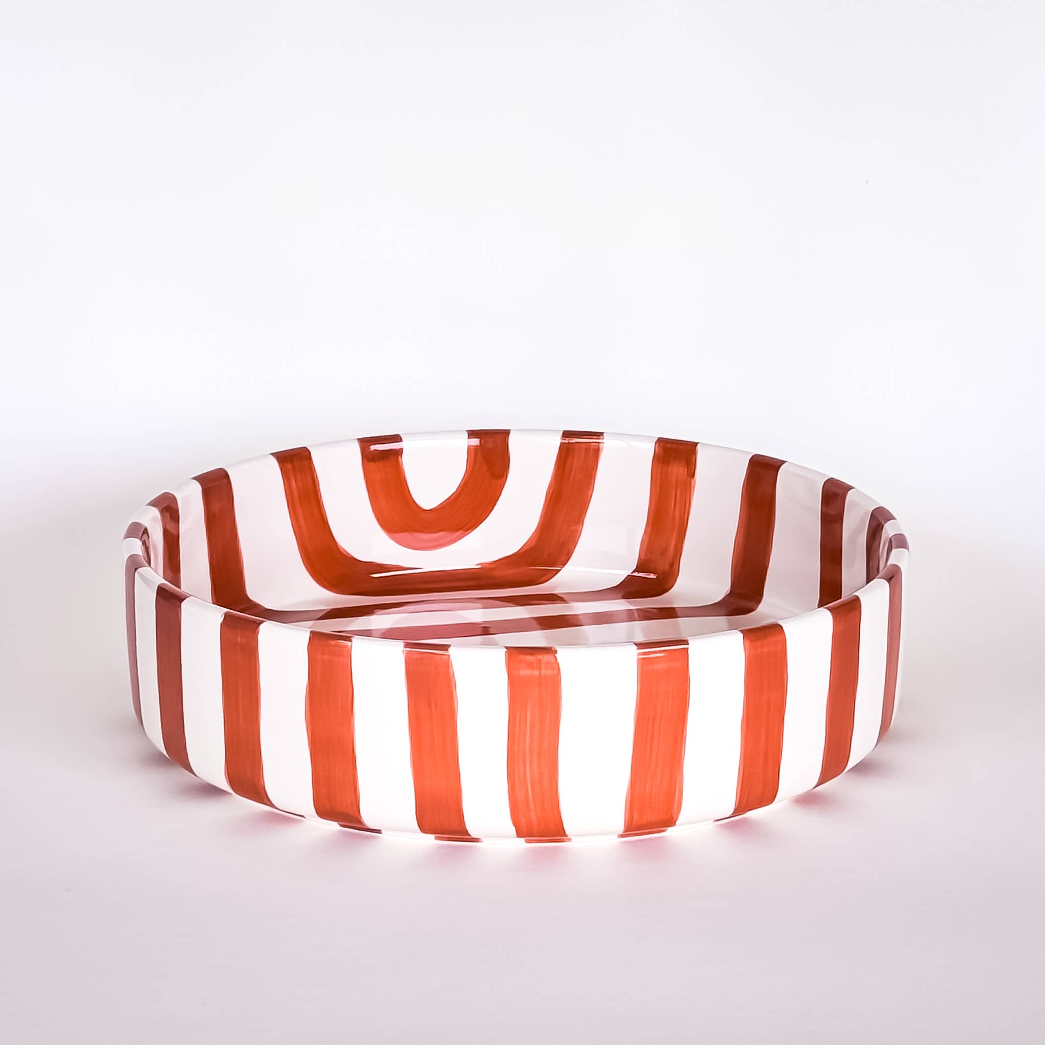 Von Magazin Minori- handbemalte große Schale in Farbe Cotto orange