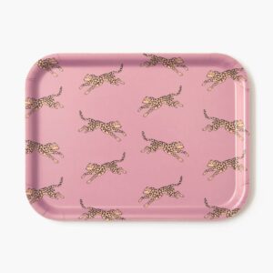 Birkenholztablett aus Schweden 27 x 20 cm mit Leoparden