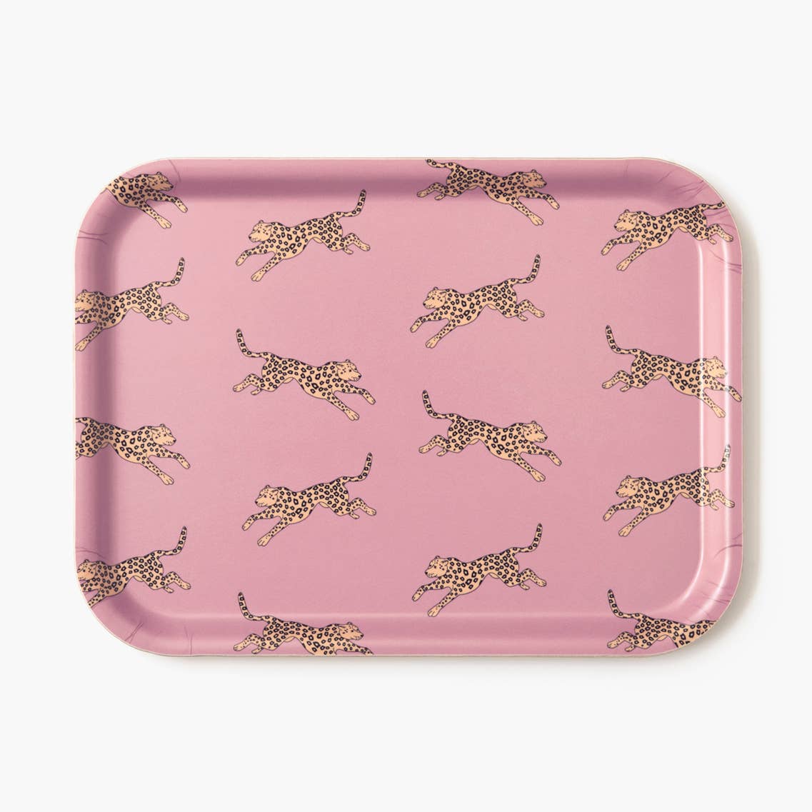 Birkenholztablett aus Schweden 27 x 20 cm mit Leoparden